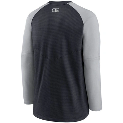 Shop Nike Navy/gray Detroit Tigers Authentic Collection Pregame Performance Raglan Pullover Sweatshirt