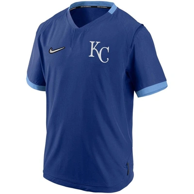 Shop Nike Royal/light Blue Kansas City Royals Authentic Collection Short Sleeve Hot Pullover Jacket