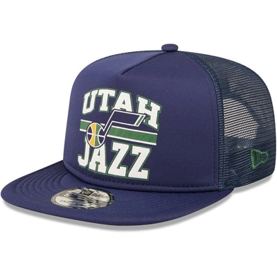 Shop New Era Navy Utah Jazz A-frame 9fifty Snapback Trucker Hat