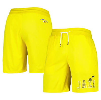 Shop Tommy Jeans Yellow Utah Jazz Mike Mesh Basketball Shorts