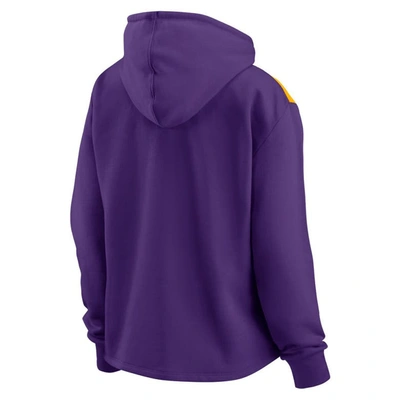 Shop Fanatics Branded Purple Los Angeles Lakers Overslide Quarter-zip Fleece Hoodie