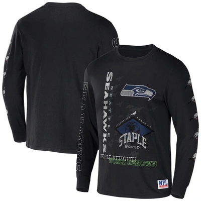 Shop Staple Nfl X  Black Seattle Seahawks World Renowned Long Sleeve T-shirt
