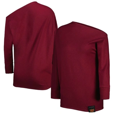 Shop Kiya Tomlin Burgundy Washington Commanders Twisted Tri-blend Asymmetrical 3/4-dolman Sleeve Sweatshi