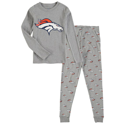 Shop Outerstuff Youth Heathered Gray Denver Broncos Long Sleeve T-shirt & Pants Sleep Set