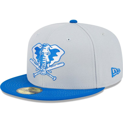 New Era Men's Gray, Blue Oakland Athletics Dolphin 59fifty Fitted Hat ...