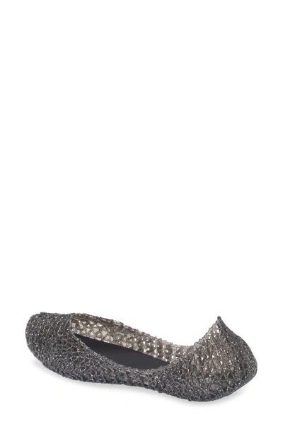 Mini Melissa Campana Zigzag Flat In Black/black