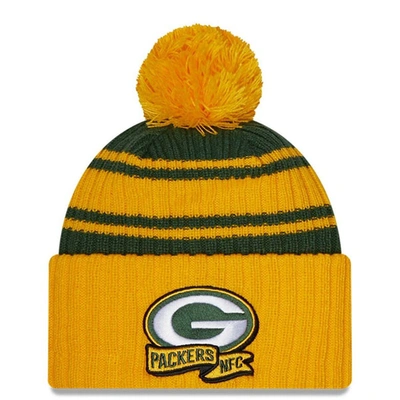 Shop New Era Green Green Bay Packers 2022 Sideline Cuffed Pom Knit Hat