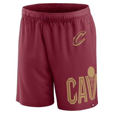 Shop Fanatics Branded Wine Cleveland Cavaliers Free Throw Mesh Shorts In Burgundy