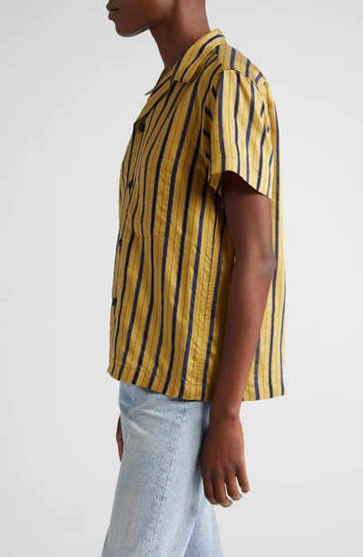 Shop Bode Alumni Stripe Button-up Shirt In Yellow