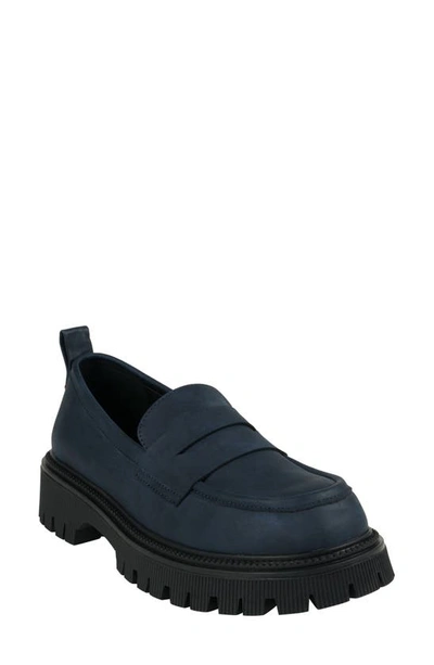 Shop Good Choice New York Platform Penny Loafer In Navy