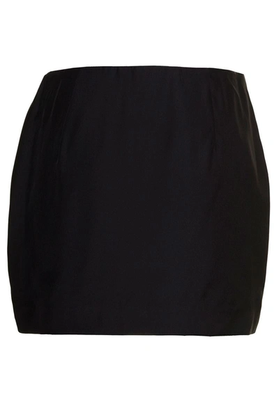 Shop Gauge81 'anjo' Black Miniskirt With Dramatic Side Draping Detail In Silk Woman