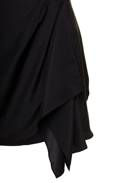 Shop Gauge81 'anjo' Black Miniskirt With Dramatic Side Draping Detail In Silk Woman