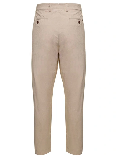 Shop Pence 1979 Beige Pants With Button Fastening In Cotton Man