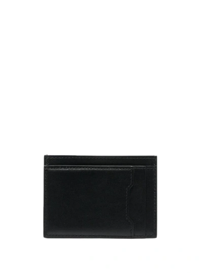 Shop Amiri Black Bi-fold Cardholder With Logo Print In Leather