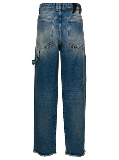 Shop Darkpark Blue Denim Straight Leg Cut Jeans In Cotton Man