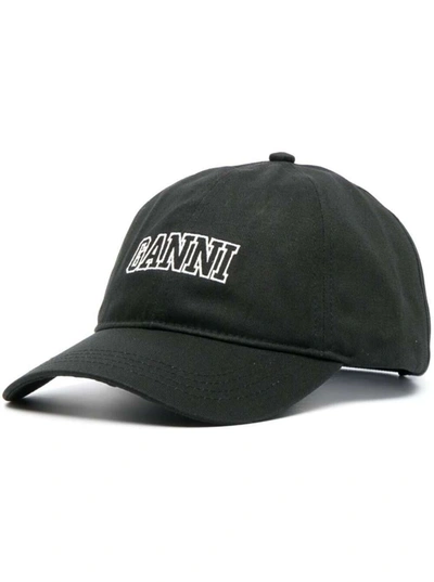 Shop Ganni Cap Hat In Black