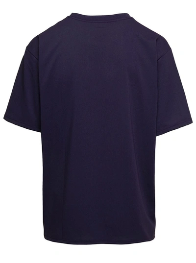 Shop Needles Crewneck T-shirt With Front Pocket And Embroidered Logo In Violet Technical Fabric Man