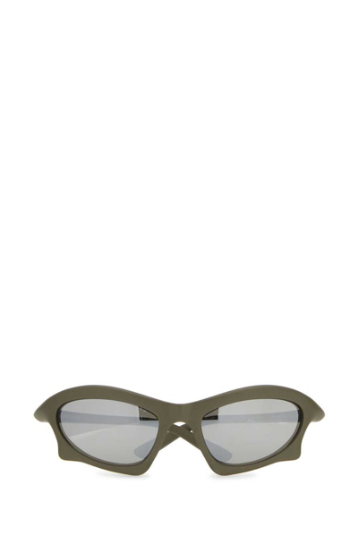 Shop Balenciaga Eyewear Bat Rectangular Frame Sunglasses In Silver