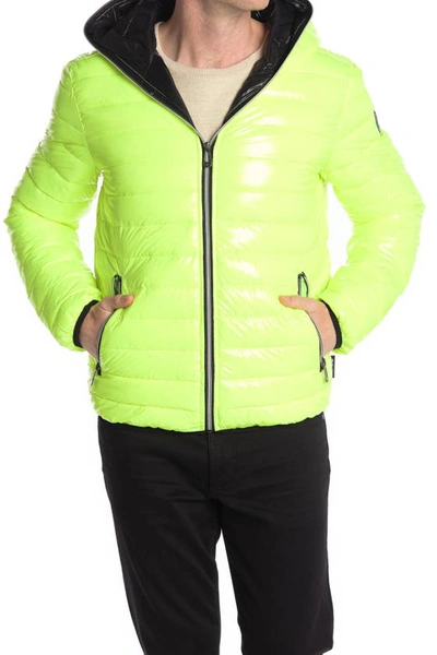 Noize Lightweight Hoodie Puffer Jacket In Neon Yellow