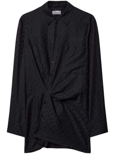 Shop Off-white Shirtdress With Jacquard Effect In Black