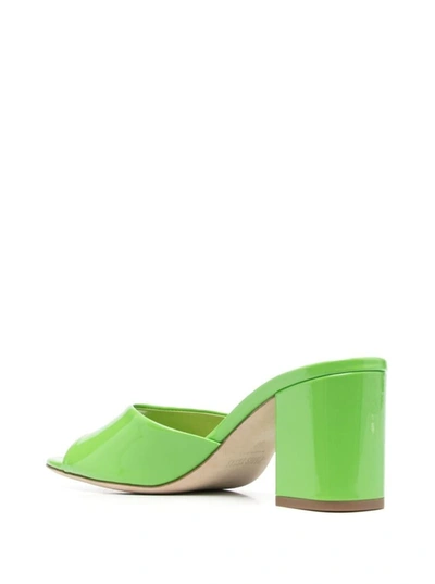 Shop Paris Texas 'anja' Green Mules With Block Heel In Patent Leather Woman
