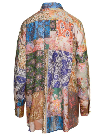 Shop Zimmermann 'devi' Multicolor Oversized Shirt With Paisley Print In Silk Woman