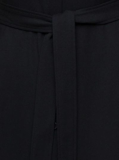 Shop Apc 'gwyneth' Long Black Belted Dress In Wool Blend Woman