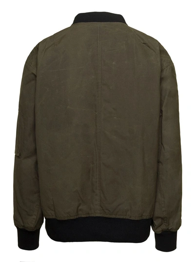 Shop Apc 'hamilton' Military Green Bomber Jacket With Flap Pockets In Cotton Man