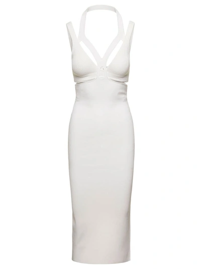 Shop Dion Lee 'interlink' Midi White Dress With Cut-out Detail In Viscose Blend Woman