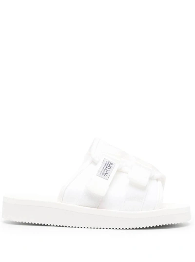 Shop Suicoke 'kaw-cab' White Sandals With Velcro Fastening In Nylon Man