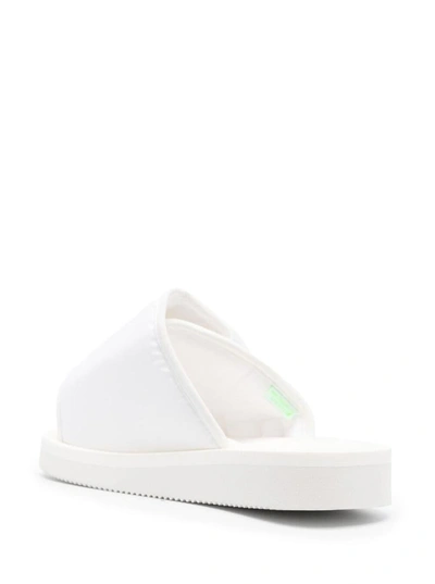 Shop Suicoke 'kaw-cab' White Sandals With Velcro Fastening In Nylon Man