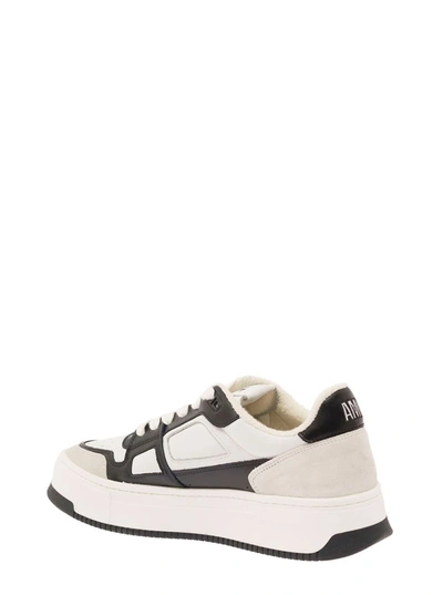 Shop Ami Alexandre Mattiussi 'new Arcade' Black And White Low Top Sneakers With Suede Details In Leather Man In White/black