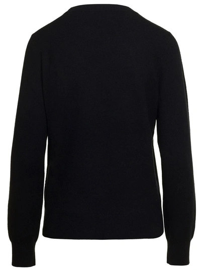 Shop Apc 'nina' Black Sweater With Tonal Logo Embroidery In Wool Woman