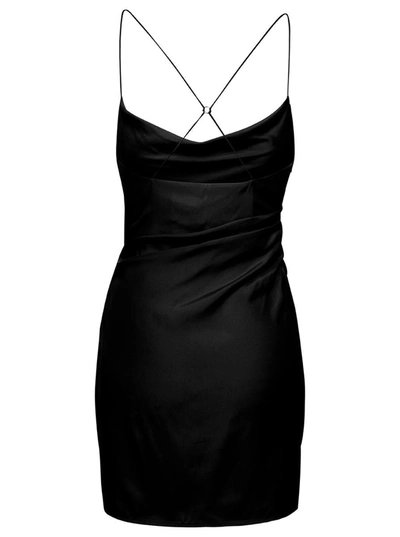 Shop Gauge81 'shiroi' Mini Black Dress With Draped Neckline In Silk Woman