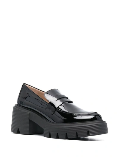 Shop Stuart Weitzman 'soho' Black Loafers With Chunky Sole In Patent Leather Woman