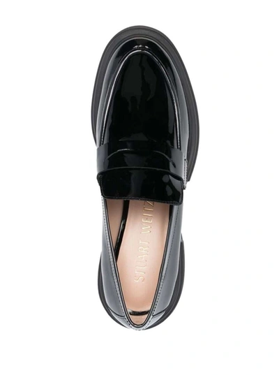 Shop Stuart Weitzman 'soho' Black Loafers With Chunky Sole In Patent Leather Woman