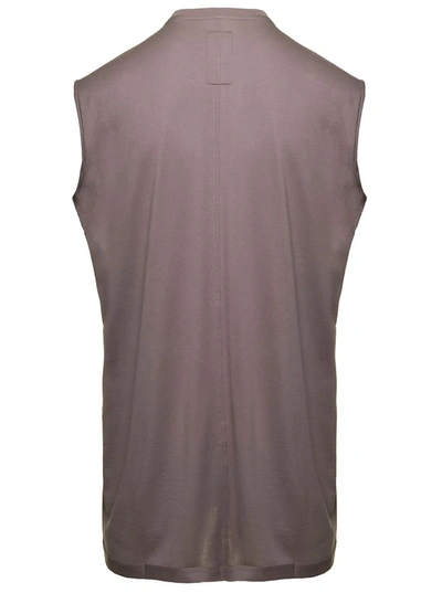 Shop Rick Owens 'tarp T' Grey Sleeveless Top With Small Pentagram Embroidery In Cotton Man