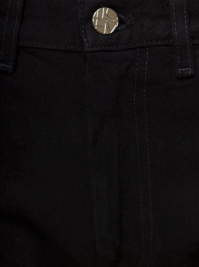 Shop Totême 'twisted Seam' Black Crop Straight Leg Denim Jeans Woman Toteme
