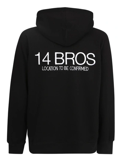 14 Bros Logo Embroidery Hoodie In Black