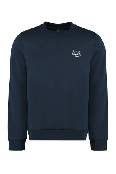 Shop Apc A.p.c. Cotton Crew-neck Sweatshirt In Blue