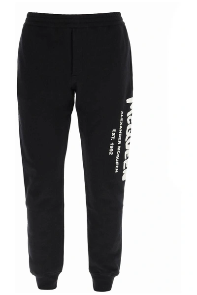 Shop Alexander Mcqueen Graffiti Logo Sweatpants In Black