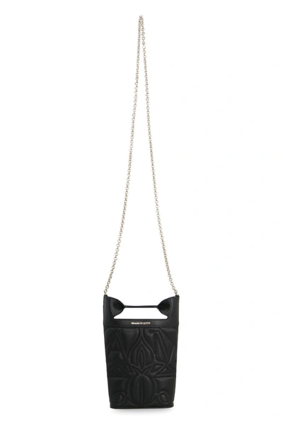 Shop Alexander Mcqueen The Bow Leather Mini Bag In Black