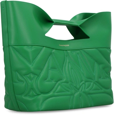Shop Alexander Mcqueen The Bow Small Leather Handbag In Green