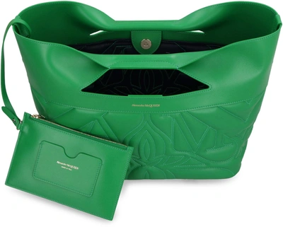 Shop Alexander Mcqueen The Bow Small Leather Handbag In Green