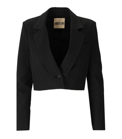 Shop Aniye By Darrel Black Pinstripe Cropped Jacket