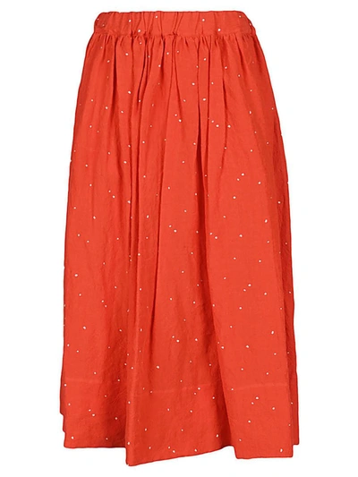 Shop Apuntob Cotton Pois Midi Skirt In Red