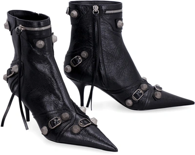 Balenciaga Cagole 50 Ankle Boots In Lamb Leather In Black