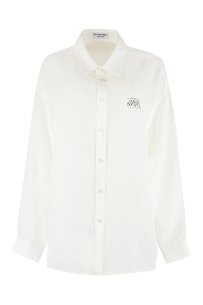 Shop Balenciaga Silk Shirt In White