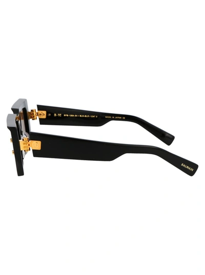 Shop Balmain Sunglasses In Black Gold W/ Dark Grey