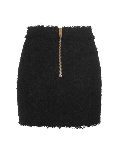 Shop Balmain Tweed Skirt With Gold Buttons In Black